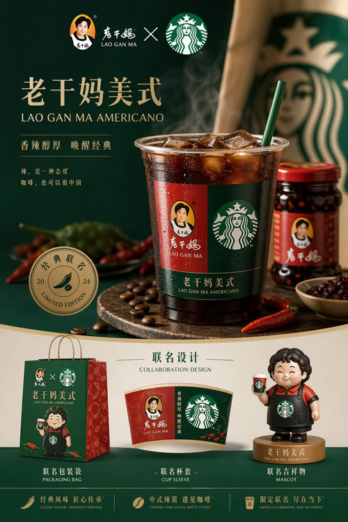 GPT-image-2 ｜ 老干妈星巴克高端联名运营图