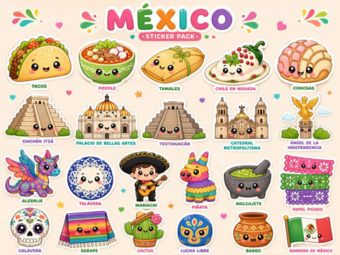 GPT-image-2 ｜卡哇伊国家主题贴纸包