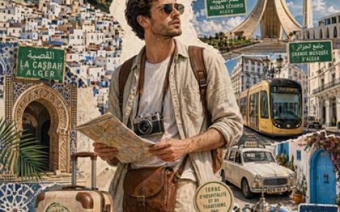 GPT-image-2 ｜摩登游客漫游阿尔及利亚艺术海报