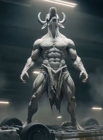 Seedance2.0 | 骷髅牛头魔物砸车