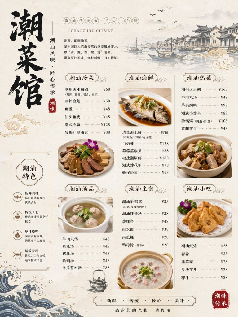 GPT-image-2 ｜潮州菜馆菜单