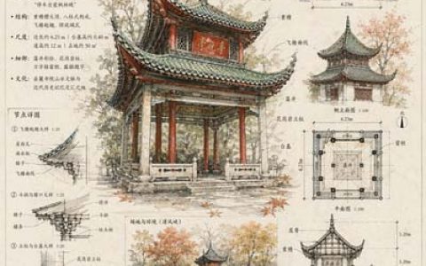 GPT-image-2 ｜建筑设计师手绘风格爱晚亭