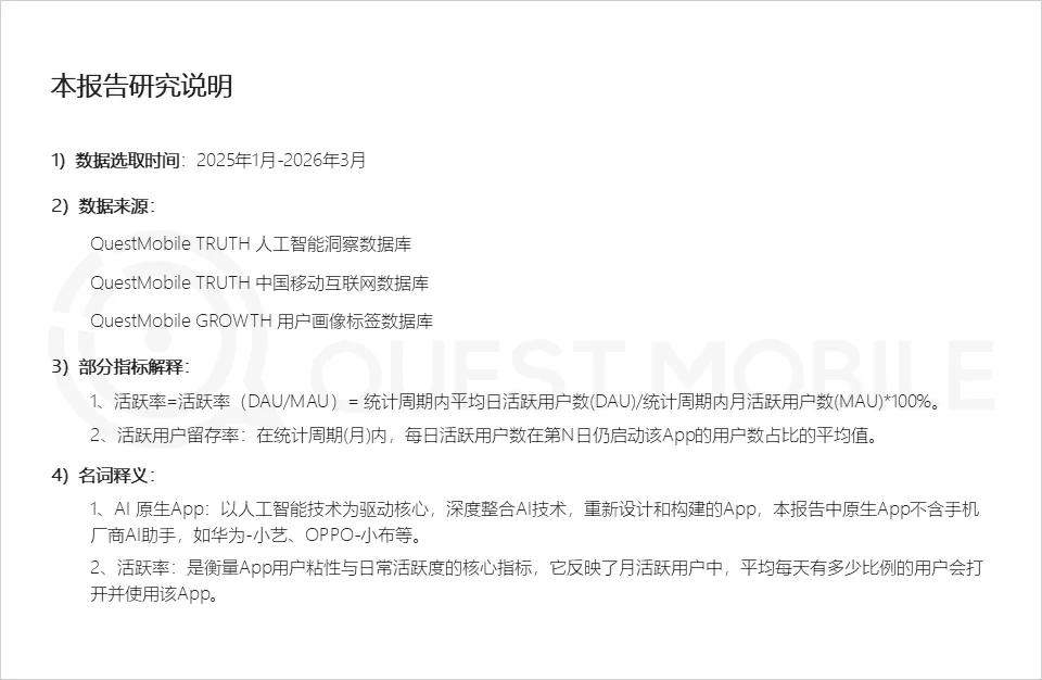 QuestMobile 2026年一季度AI应用洞察榜单