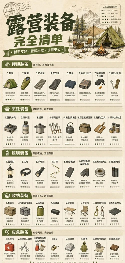 GPT-image-2 ｜露营装备完全清单