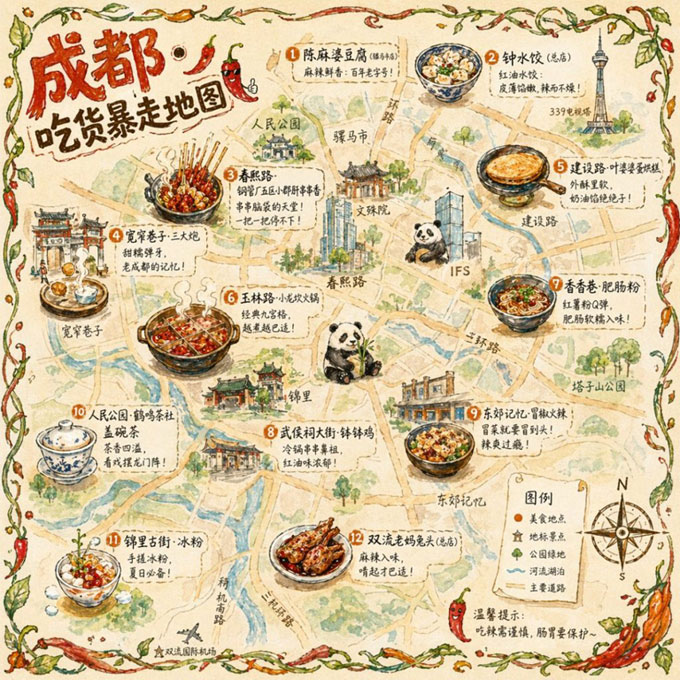 GPT-image-2 ｜成都美食地图插图
