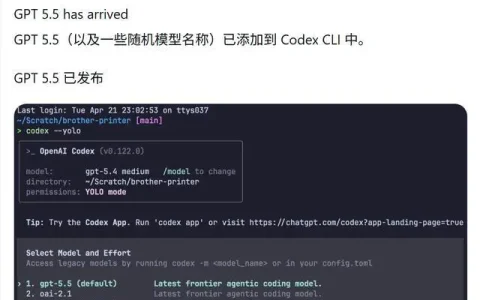 OpenAI最前沿的AI智能体编程模型GPT-5.5偷跑