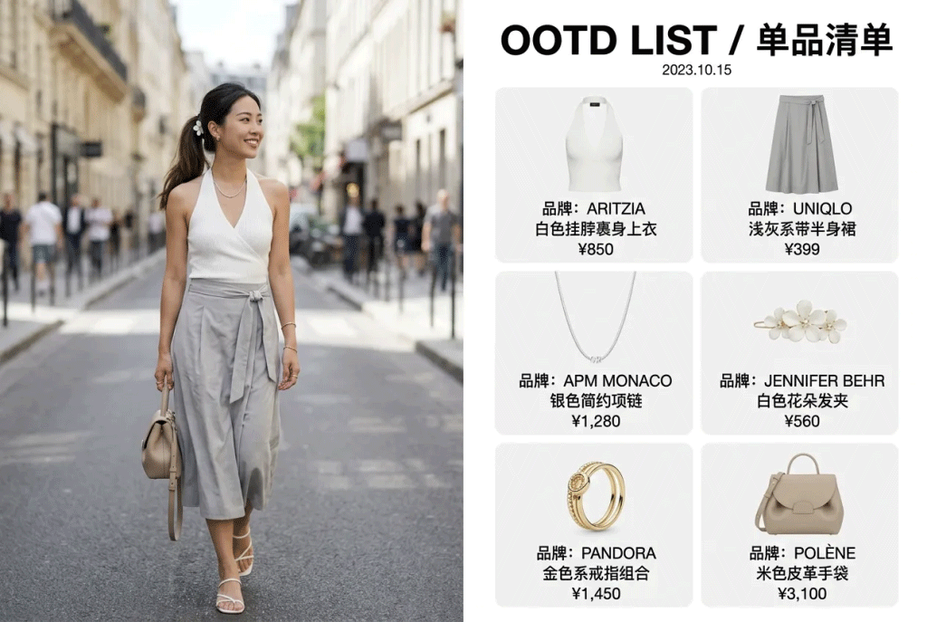 Nano Banana 2 小红书/微博时尚博主 OOTD List单品清单