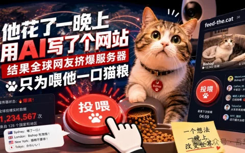 他花了一晚上用 AI 写了个网站，结果全球网友挤爆服务器，只为喂他一口猫粮