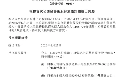 MiniMax给员工发6亿股权激励
