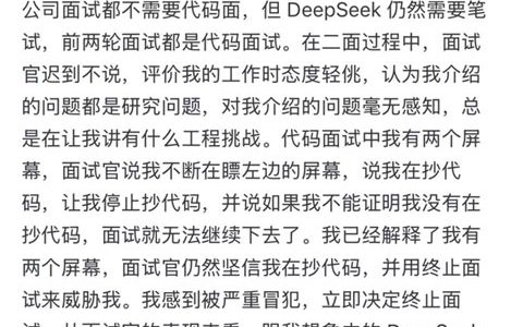 前华为天才少年吐槽DeepSeek面试：说我抄袭！